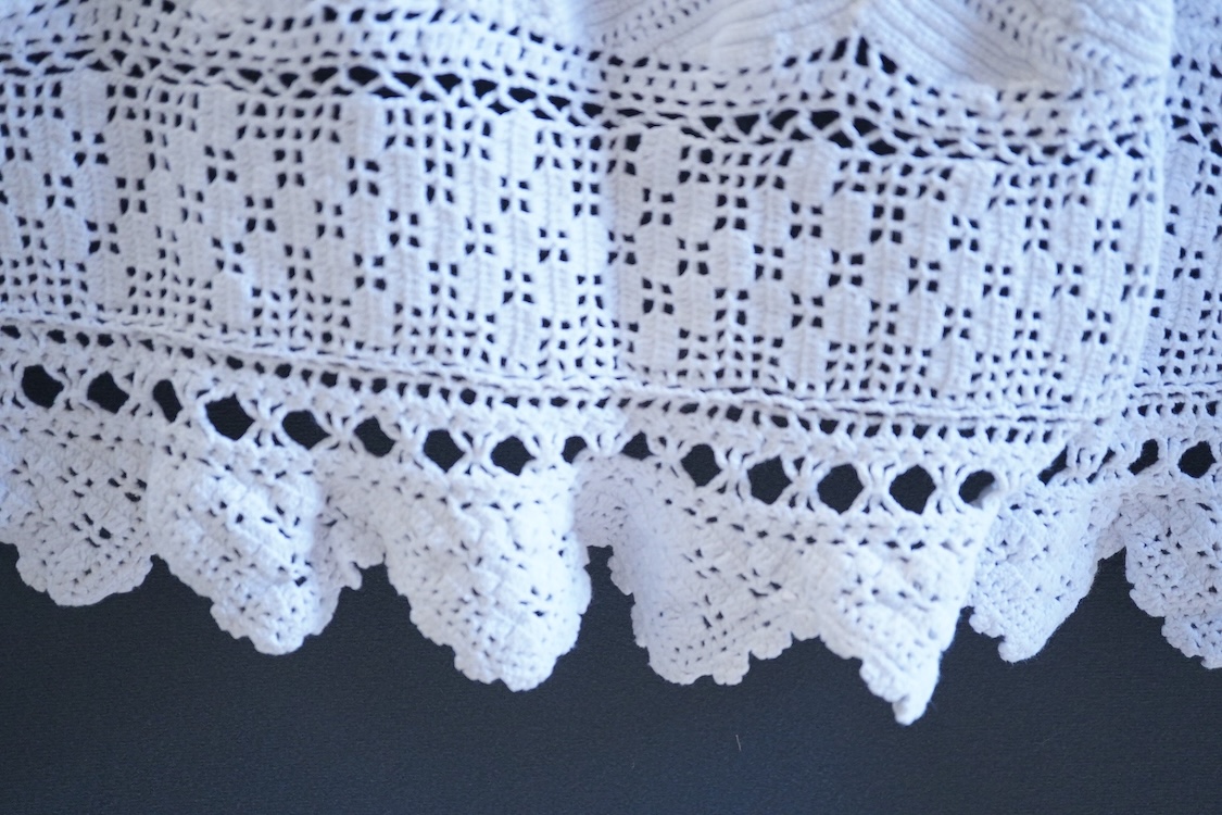 Two ornate French hand crochet bed covers